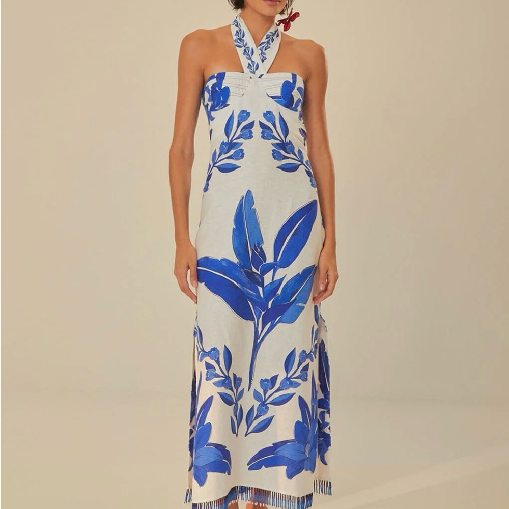 FARM Rio Blue and White Midi Dress - Picture 2 of 11